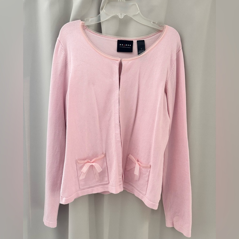 Axcess Hook and Eye Cardigan Light Pink Size M